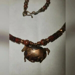 Western Art  Horse necklace of Copper and jasper of Ildanach Studios